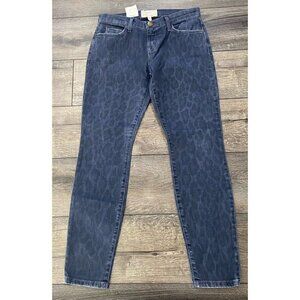 NWT Current/Elliott Stilletto Skinny Jeans Oil Spill Painted Leopard Blue 26 New
